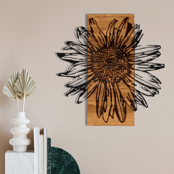 Wallity Daisy - Escultura de pared en Negro y Nogal Wallity Daisy - Escultura de pared en Negro y Nogal